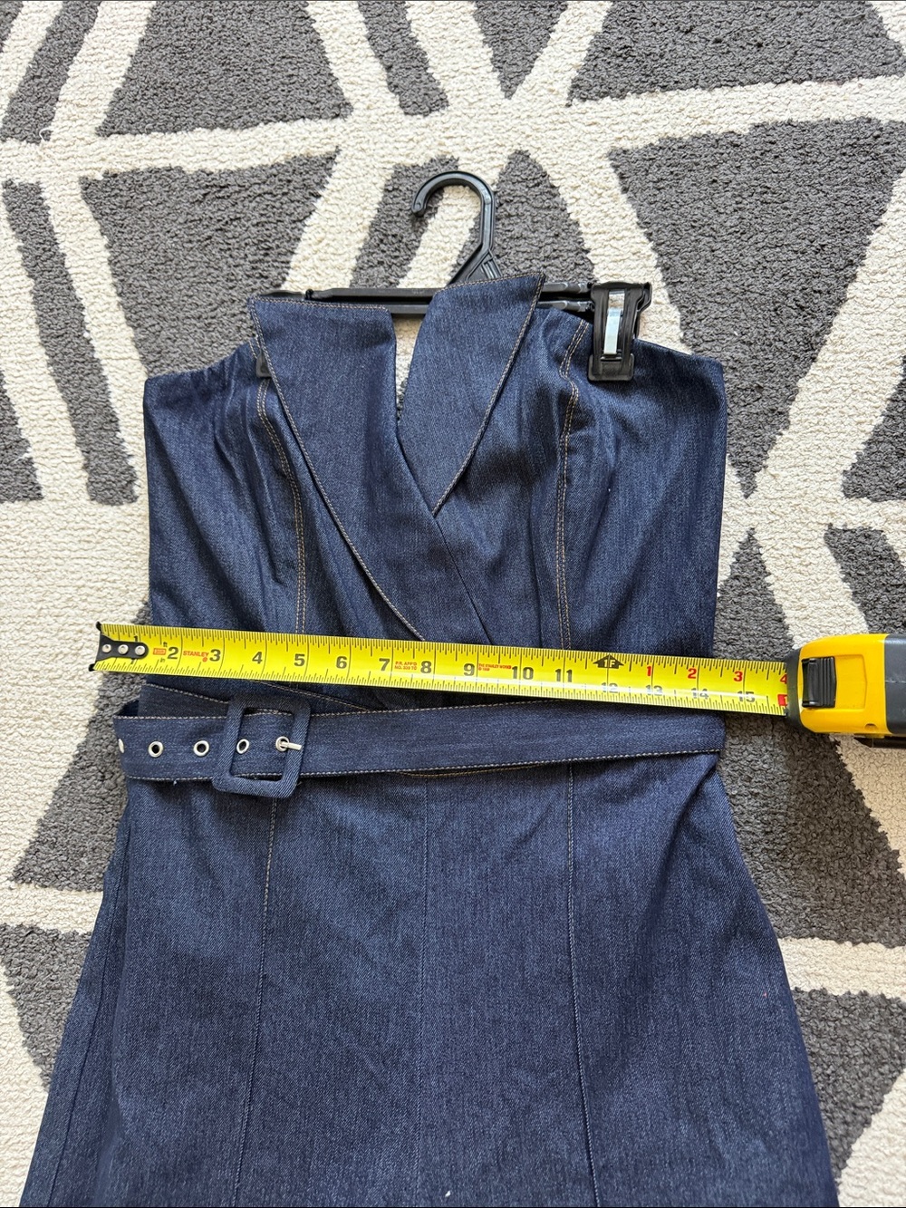 Free market VICI Strapless Dark Indigo Denim Overalls Jumpsuit with Notch Front - Picture 12 of 16